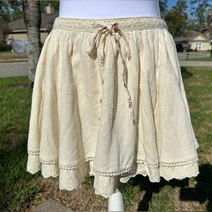 NWT🌷(Large) Free People Lady Tulip Scalloped Eyelet Tiered Hem Mini Skirt